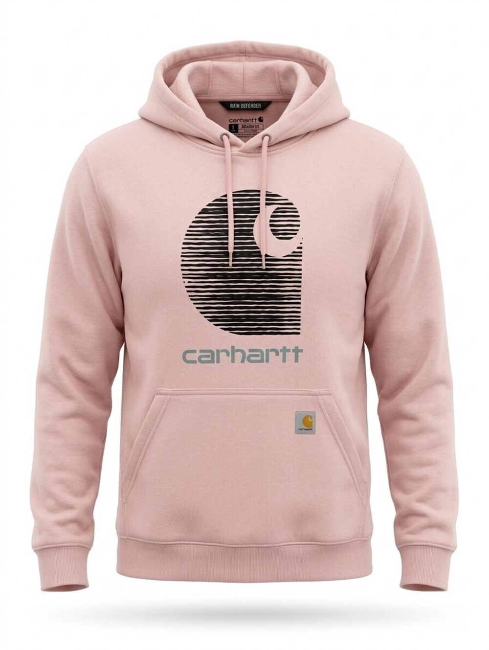 Carhartt Rain Defender Pullover Hoodie Womens S Blush Pink Graphic Logo Relaxed